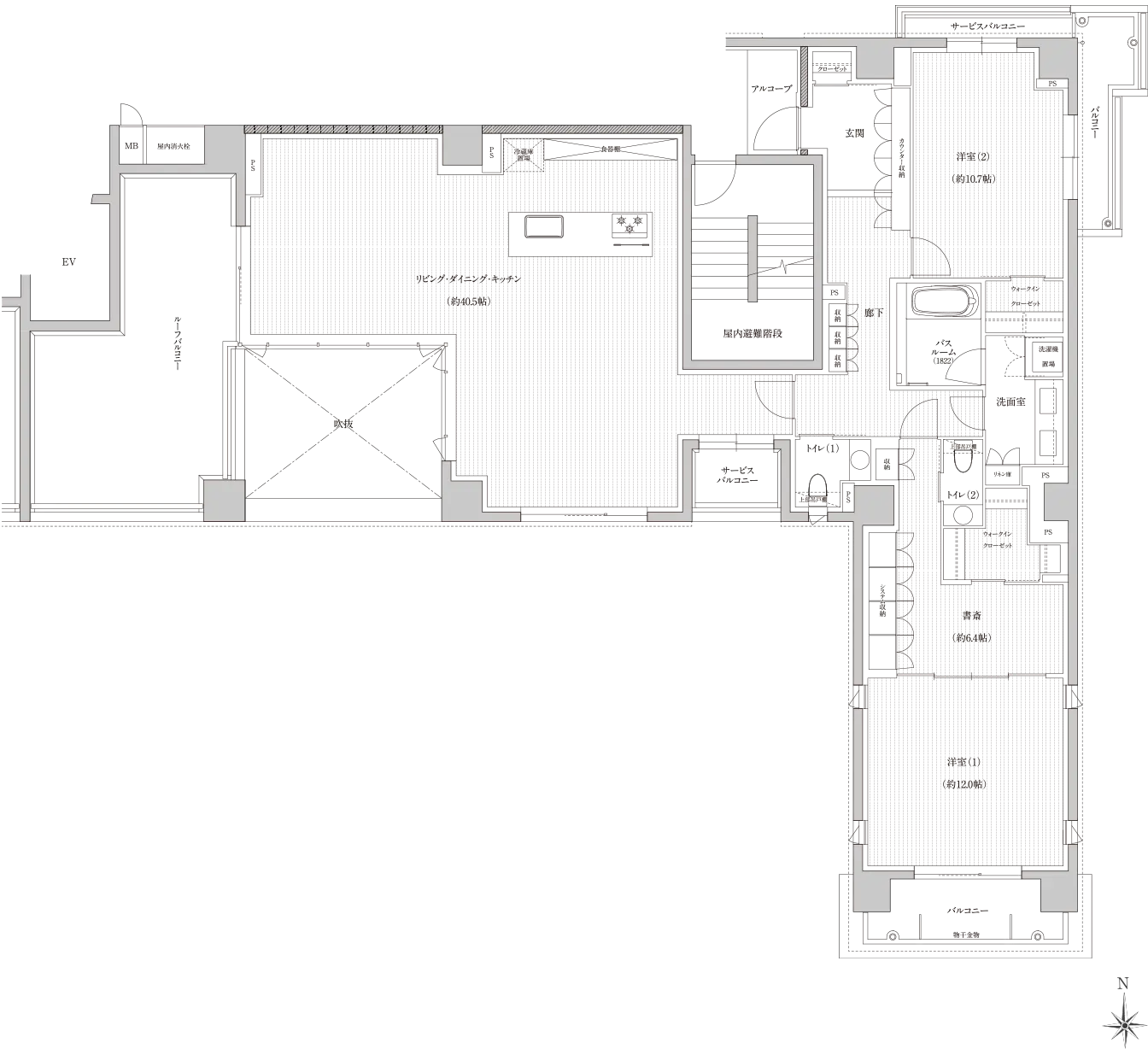 Hタイプの間取り図